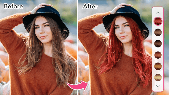 Portrait previewing a new hair color with AI