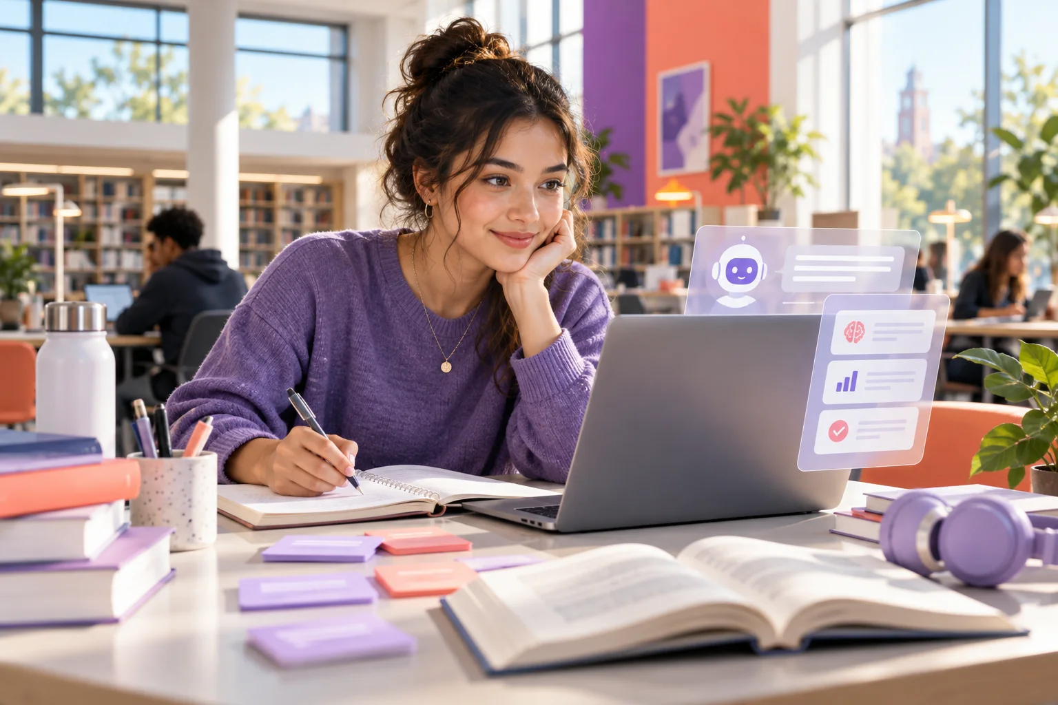 Student using AI study tools for active learning and exam preparation