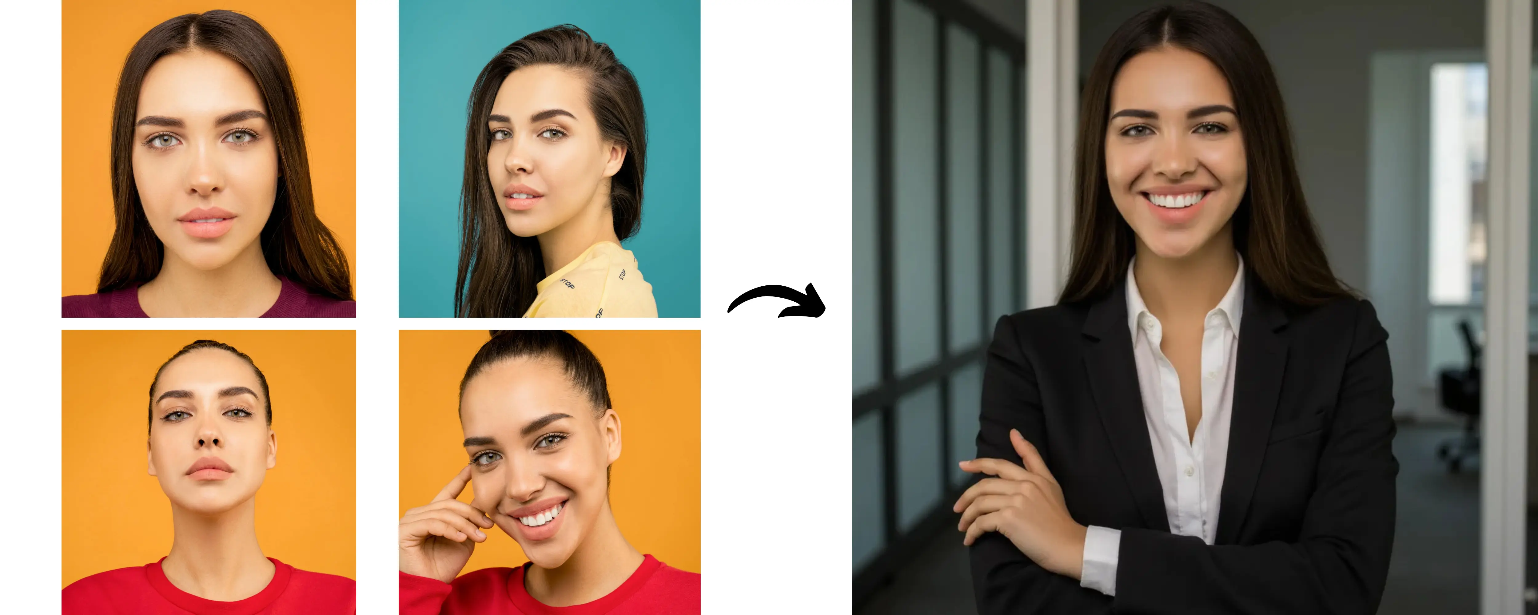Illustration showing the process of training a custom AI model with sample inputs and outputs